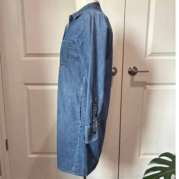 Madewell Long Sleeve Button Up Chambray Casual Dress Side Pockets Size XS - Picture 3 of 13